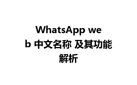 WhatsApp web 中文名称 及其功能解析