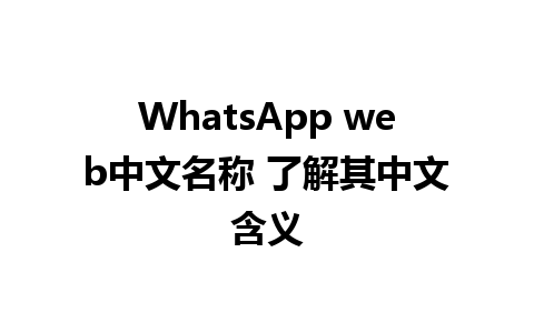 WhatsApp web中文名称 了解其中文含义