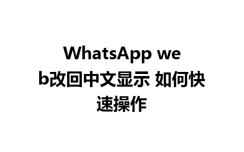 WhatsApp web改回中文显示 如何快速操作