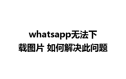 whatsapp无法下载图片 如何解决此问题