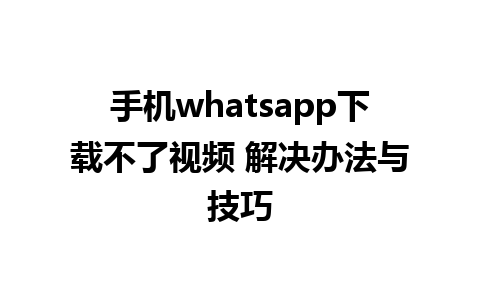 手机whatsapp下载不了视频 解决办法与技巧