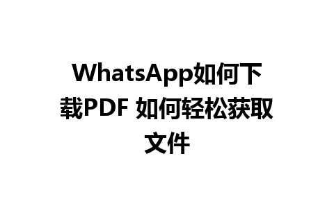 WhatsApp如何下载PDF 如何轻松获取文件