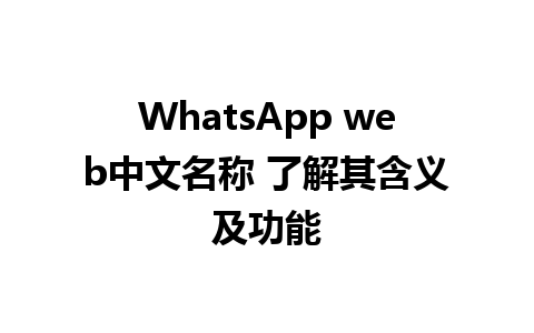 WhatsApp web中文名称 了解其含义及功能