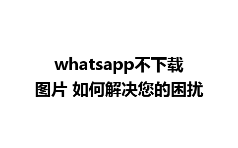 whatsapp不下载图片 如何解决您的困扰