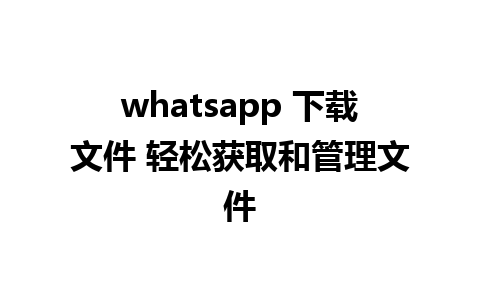 whatsapp 下载文件 轻松获取和管理文件