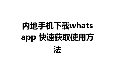 内地手机下载whatsapp 快速获取使用方法