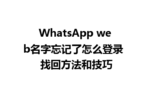 WhatsApp web名字忘记了怎么登录  找回方法和技巧