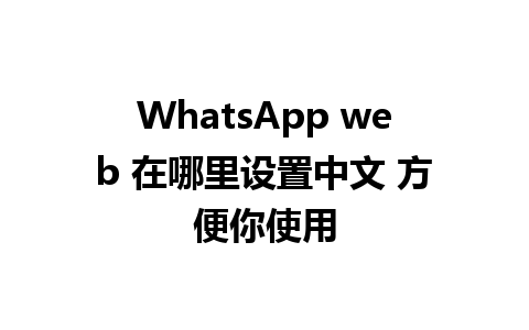 WhatsApp web 在哪里设置中文 方便你使用