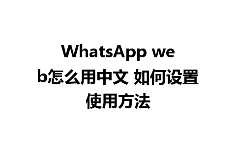 WhatsApp web怎么用中文 如何设置使用方法