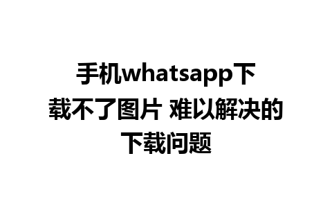 手机whatsapp下载不了图片 难以解决的下载问题