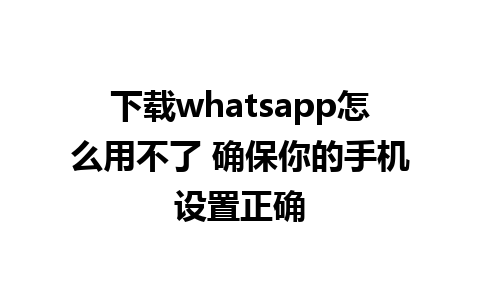 下载whatsapp怎么用不了 确保你的手机设置正确