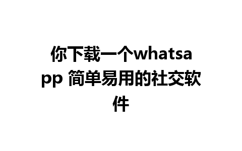 你下载一个whatsapp 简单易用的社交软件