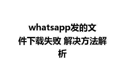 whatsapp发的文件下载失败 解决方法解析