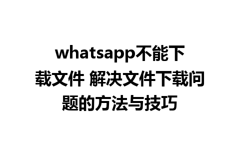 whatsapp不能下载文件 解决文件下载问题的方法与技巧