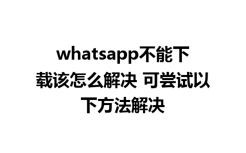 whatsapp不能下载该怎么解决 可尝试以下方法解决