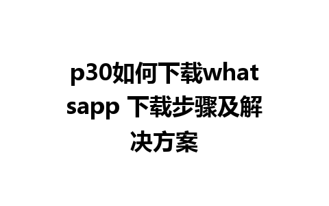 p30如何下载whatsapp 下载步骤及解决方案