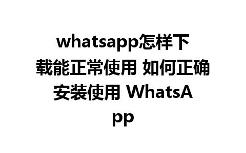 whatsapp怎样下载能正常使用 如何正确安装使用 WhatsApp