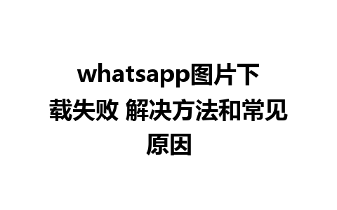 whatsapp图片下载失败 解决方法和常见原因