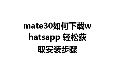 mate30如何下载whatsapp 轻松获取安装步骤