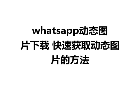 whatsapp动态图片下载 快速获取动态图片的方法