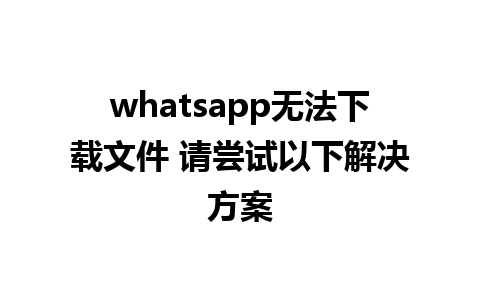 whatsapp无法下载文件 请尝试以下解决方案