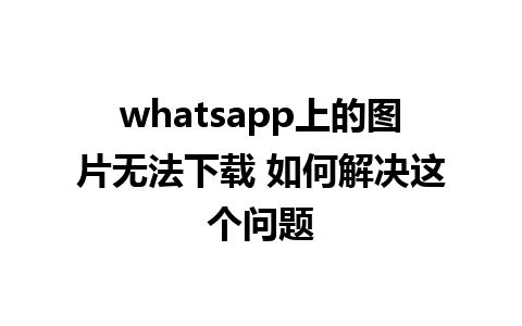 whatsapp上的图片无法下载 如何解决这个问题