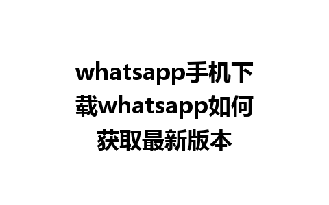 whatsapp手机下载whatsapp如何获取最新版本