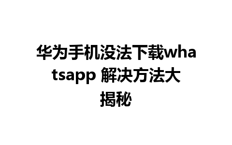 华为手机没法下载whatsapp 解决方法大揭秘