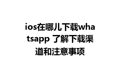 ios在哪儿下载whatsapp 了解下载渠道和注意事项