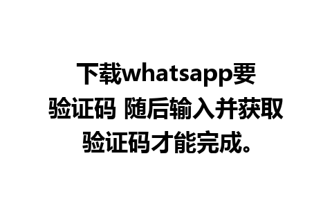 下载whatsapp要验证码 随后输入并获取验证码才能完成。