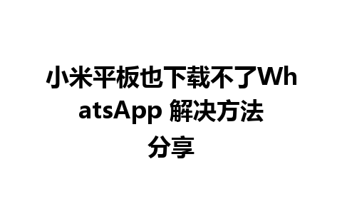 小米平板也下载不了WhatsApp 解决方法分享