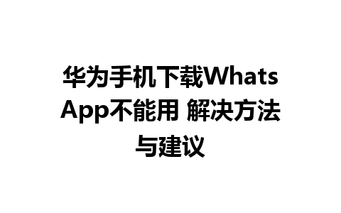 华为手机下载WhatsApp不能用 解决方法与建议