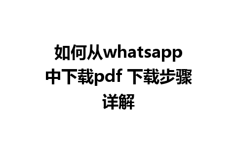 如何从whatsapp中下载pdf 下载步骤详解