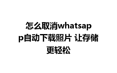 怎么取消whatsapp自动下载照片 让存储更轻松