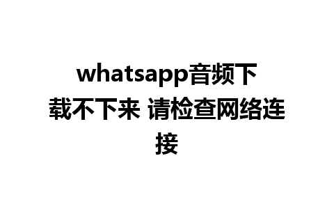 whatsapp音频下载不下来 请检查网络连接