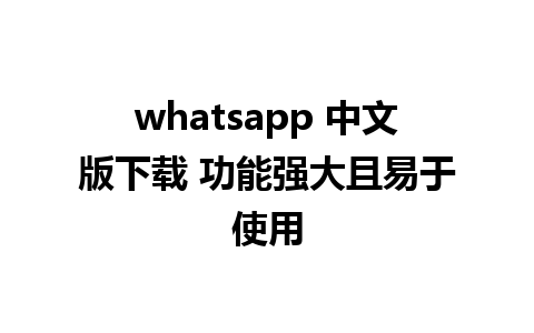 whatsapp 中文版下载 功能强大且易于使用