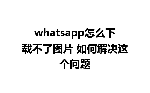 whatsapp怎么下载不了图片 如何解决这个问题