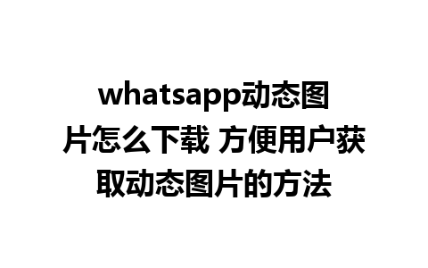 whatsapp动态图片怎么下载 方便用户获取动态图片的方法