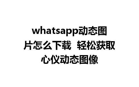 whatsapp动态图片怎么下载  轻松获取心仪动态图像