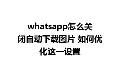 whatsapp怎么关闭自动下载图片 如何优化这一设置