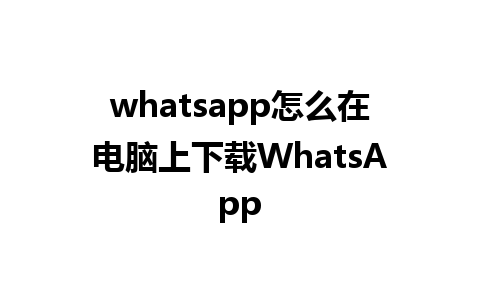 whatsapp怎么在电脑上下载WhatsApp