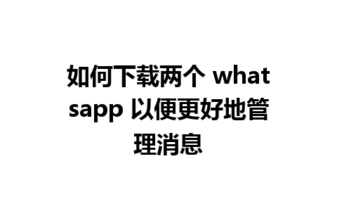 如何下载两个 whatsapp 以便更好地管理消息