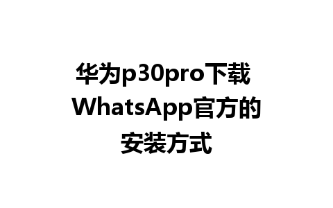 华为p30pro下载 WhatsApp官方的安装方式