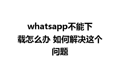 whatsapp不能下载怎么办 如何解决这个问题