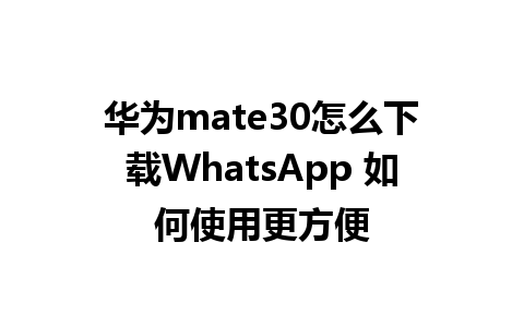 华为mate30怎么下载WhatsApp 如何使用更方便