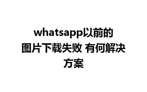 whatsapp以前的图片下载失败 有何解决方案