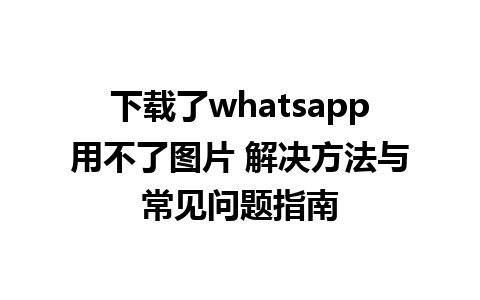 下载了whatsapp用不了图片 解决方法与常见问题指南