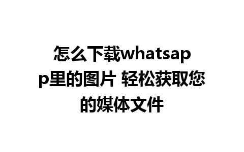 怎么下载whatsapp里的图片 轻松获取您的媒体文件