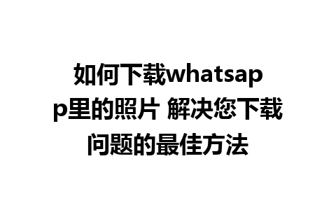 如何下载whatsapp里的照片 解决您下载问题的最佳方法