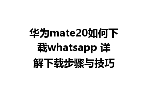 华为mate20如何下载whatsapp 详解下载步骤与技巧